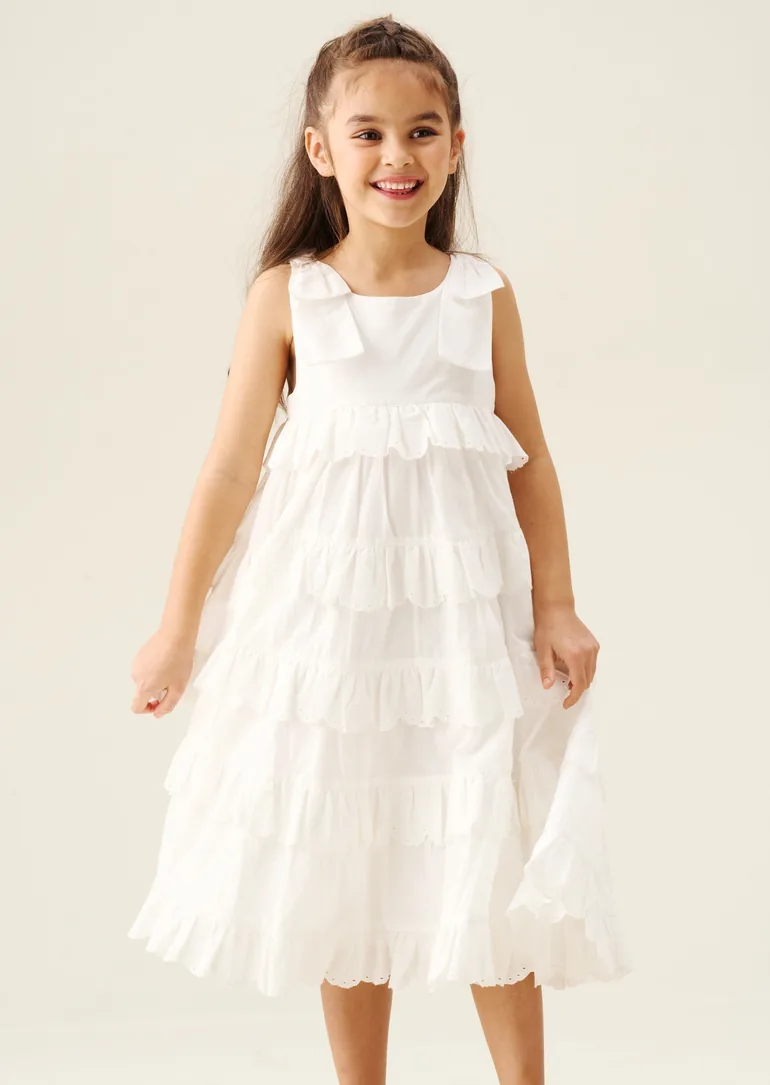 Yasmine Bow Strap Detail Tiered Midaxi Dress - 3