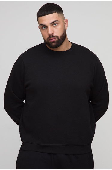 Plus Basic Regular Fit Crew Neck Sweatshirt - black