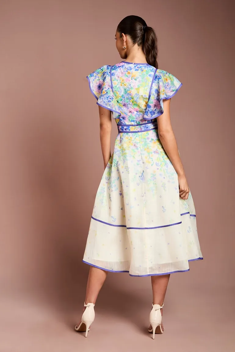 فستان كوست فاشن شيفون ميداكسي على شكل حرف A بطبعة أزهار - 2