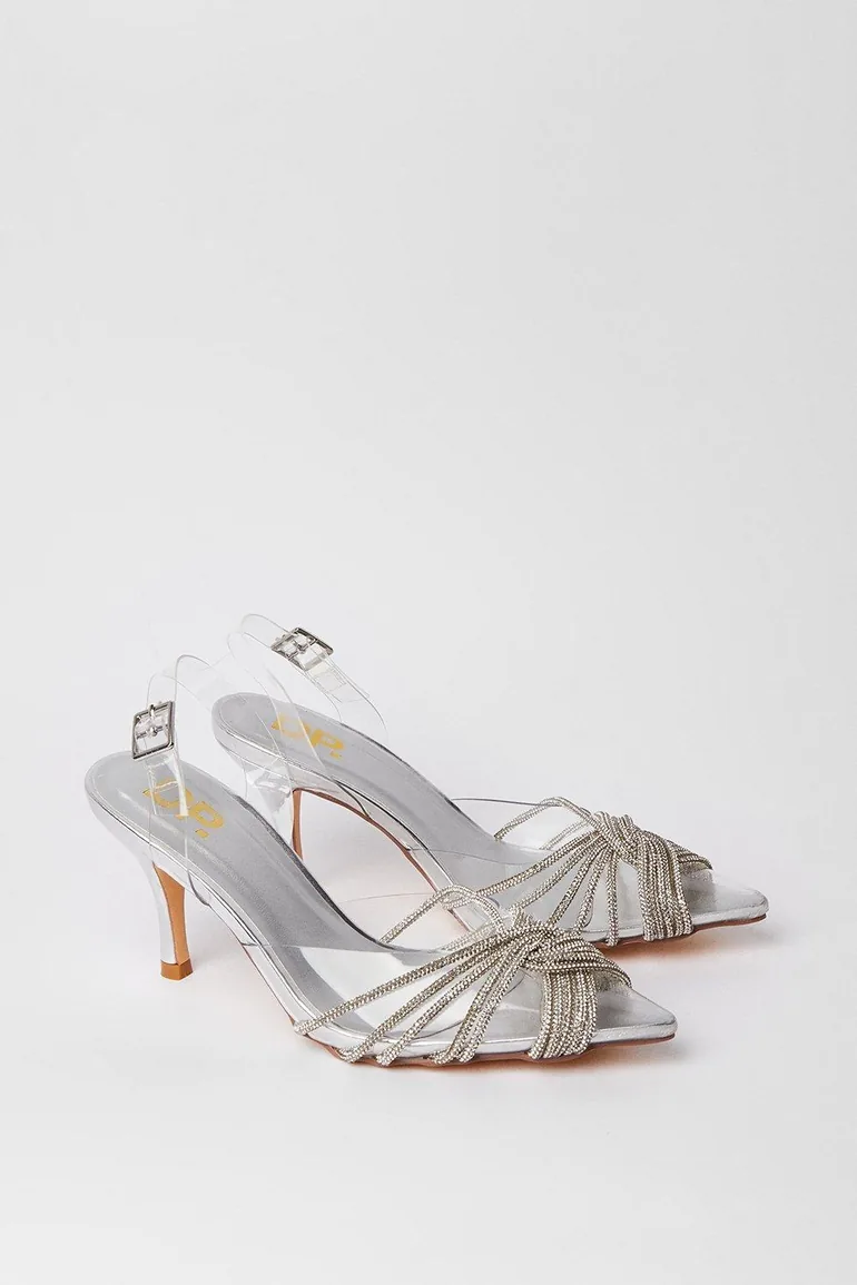 Brooke Crystal Sling Back Court Shoes - 2