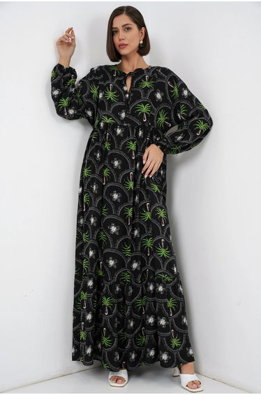 BDART Tropical Printed Maxi Dress with Button Closure