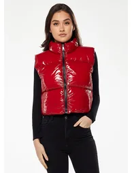 Women’s Wet Look Gilet in Red