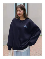 Women's Navy Blue Arid Mountain Printed Oversize Sweatshirt - 3