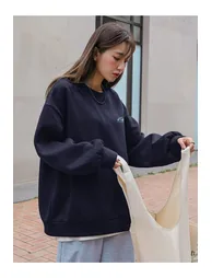 Women's Navy Blue Arid Mountain Printed Oversize Sweatshirt - 2