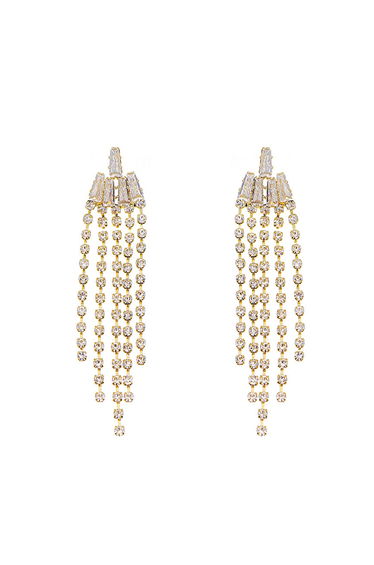 Gold Waterfall Diamond Tassel Drop Earrings