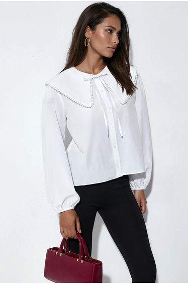 BDART Poplin Baby Collar Shirt with Bow