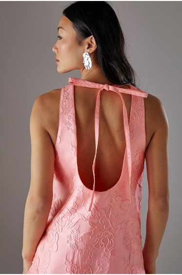 Petite Jacquard Peplum Hem Open Back Mini Dress product thumbnail 3