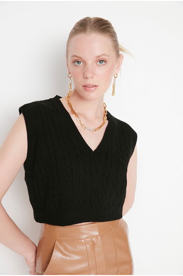 Sweater Vest - Black - Regular fit