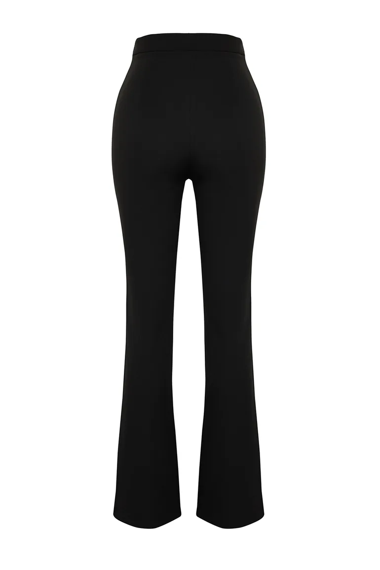 Black Flare Woven Trousers - 6