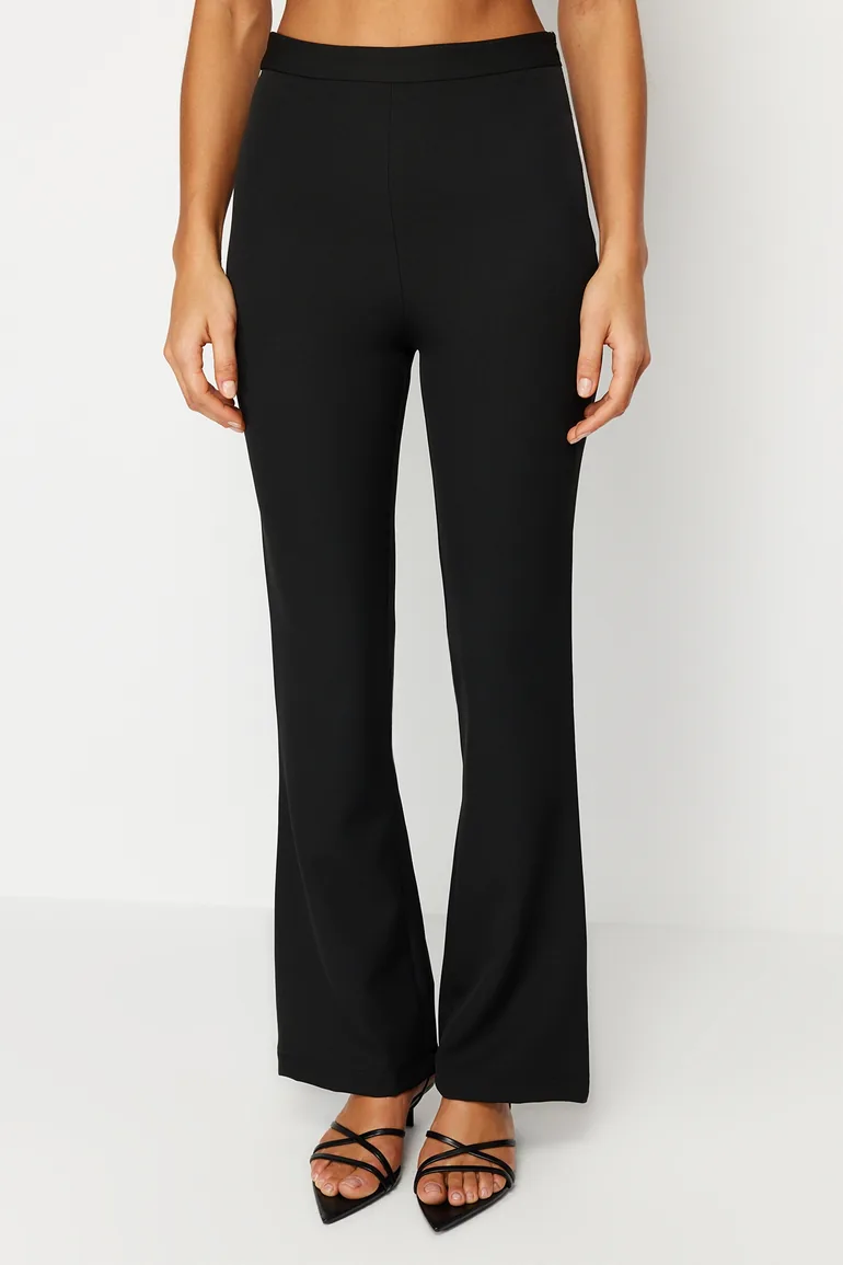 Black Flare Woven Trousers - 3