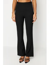 Black Flare Woven Trousers - 3