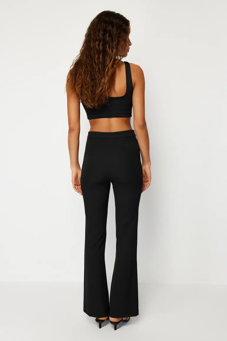 Black Flare Woven Trousers - 1