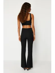 Black Flare Woven Trousers - 1