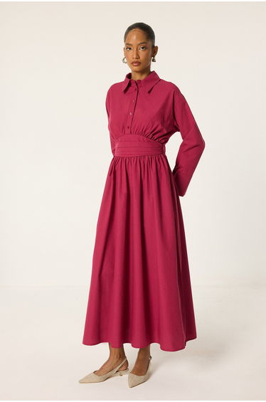 CORSET WAIST SHIRT COLLAR DRESS