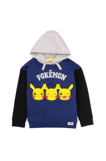 Pokemon Boys Pikachu Face Drawstring Hoodie - Blue