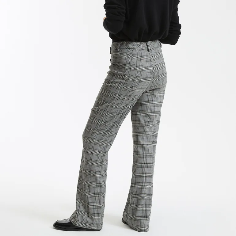 Flared Trousers in Prince of Wales Check, Length 30.5" - 2