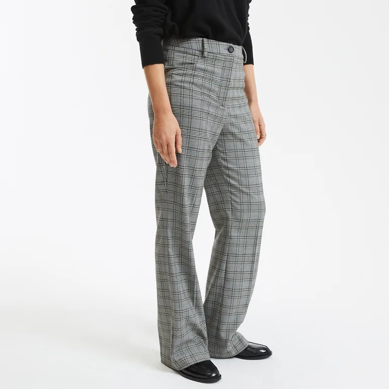 Flared Trousers in Prince of Wales Check, Length 30.5" - 1