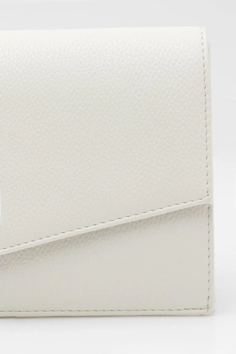 Grainy PU Envelope Clutch Bag and Chain - white - 2