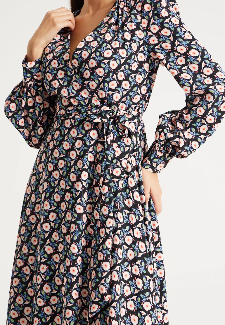 Women's Midi Dress in Multicolour with Full-Length Sleeves . - 5