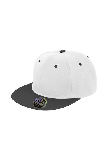 Result Unisex Core Bronx Original Flat Peak Snapback Dual Colour Cap (Pack of 2) - White/Black