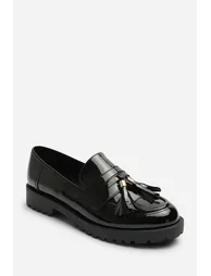 Oreliax Girl's School Shoe Chunky Tassel Trim Detail Patent Loafers - 3