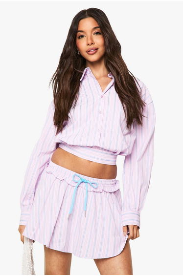 Ruffle Seam Skater Mini Skirt