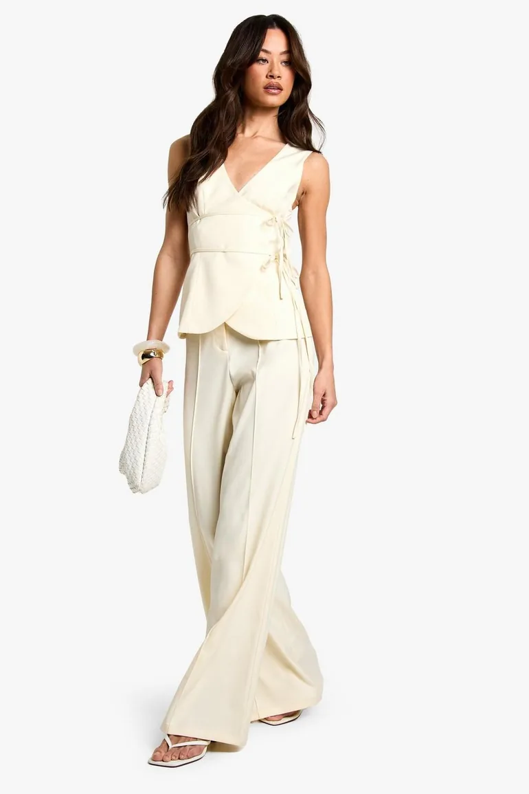 Tall Linen Look Waistcoat - ivory