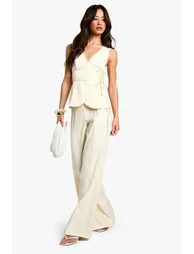 Tall Linen Look Waistcoat - ivory