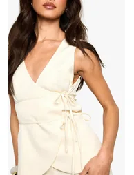 Tall Linen Look Waistcoat - ivory - 3