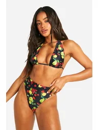 Fruit Print Hipster Bikini Brief - black - 2