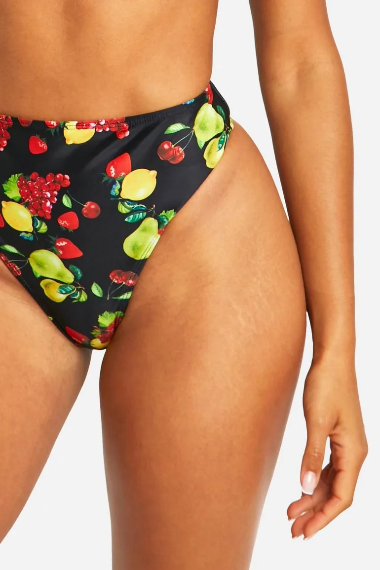 Fruit Print Hipster Bikini Brief - black - 3