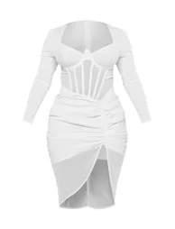 chinese dress ladies Black Long Sleeve Ruched Belle Midi Dress main image 0