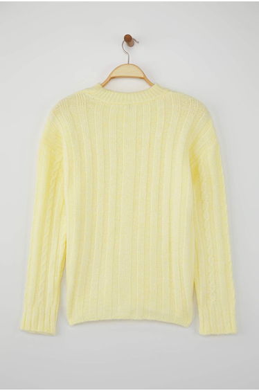 Yellow Soft Textured Hair Knit Sweater