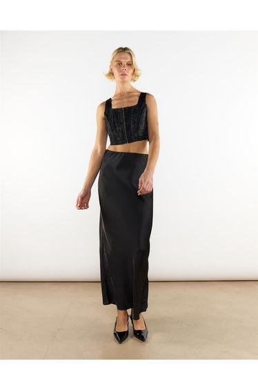 Corset Style Crop Top in Black Brocade