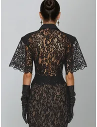 قميص أسود بأكمام متوسطة الطول - 3