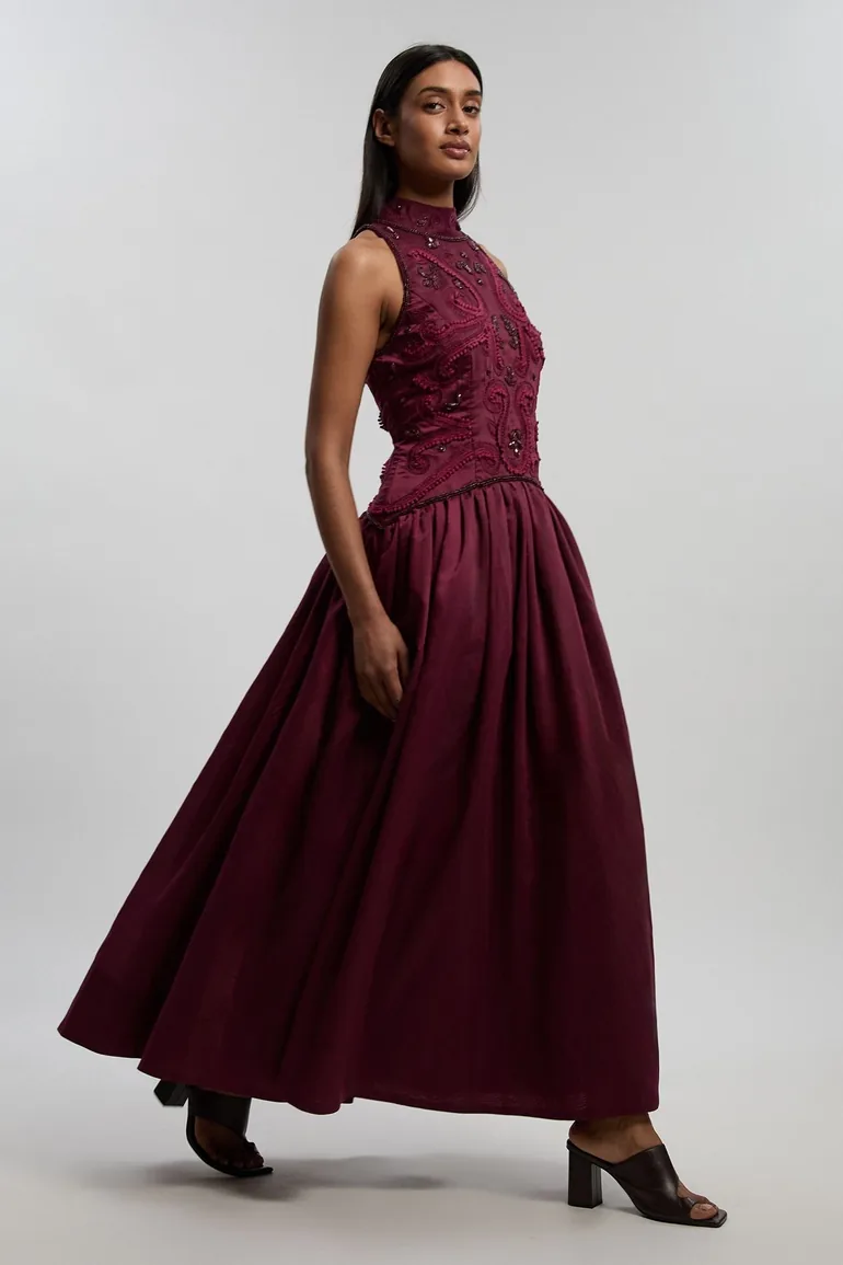 Cornelli Embellished Taffeta Prom Dress - 1