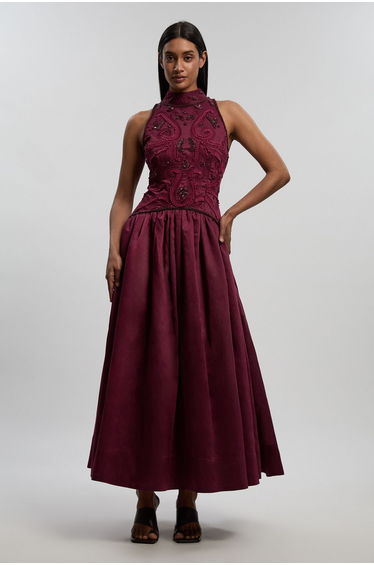 Cornelli Embellished Taffeta Prom Dress