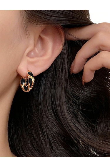 Contrast Textured Embellished Hoop Earrings