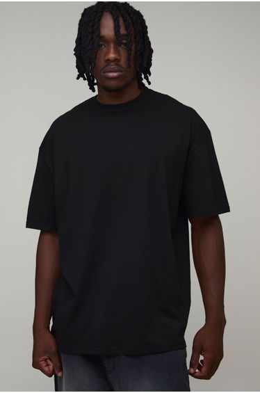 Tall Black Oversized Palm Spine Print T-Shirt - black