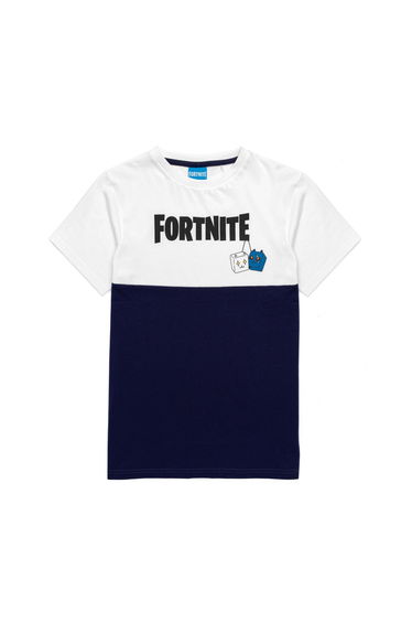 Fortnite Boys Colour Block T-Shirt - White/Navy