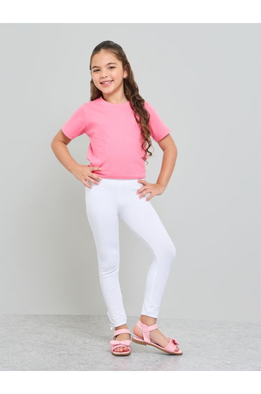 Girls Bow Detail Cotton Leggings