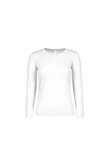 B&C Womens/Ladies #E150 Long Sleeve T-Shirt - White