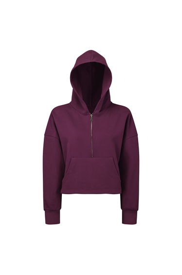 TriDri Womens/Ladies Half Zip Hoodie - Mulberry