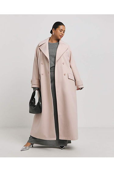 Soft Pink DB Faux Wool Coat
