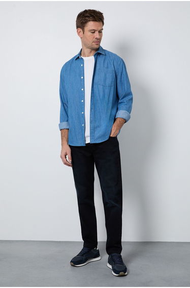 Blue Black Dark Wash Stretch Slim Fit Jean