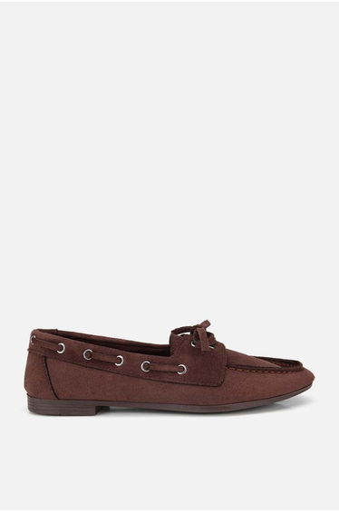 Women's Brown Suede Lace-Up Loafer