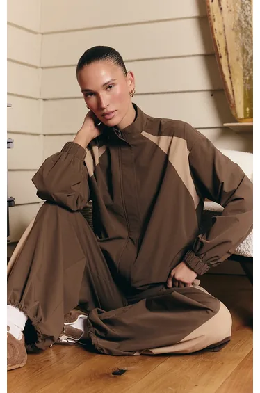 PLT Chocolate Shell Zip Up Track Jacket