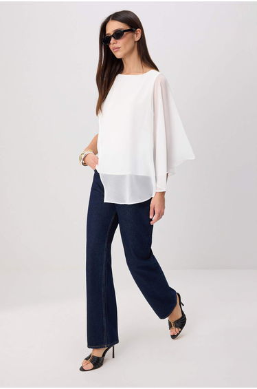 White Single Sleeve Detailed Blouse