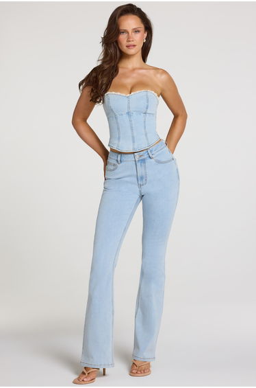 Mid-Rise Bootcut Jeans in Light Denim