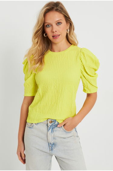 Women's Crepe Blouse Neon Yellow
